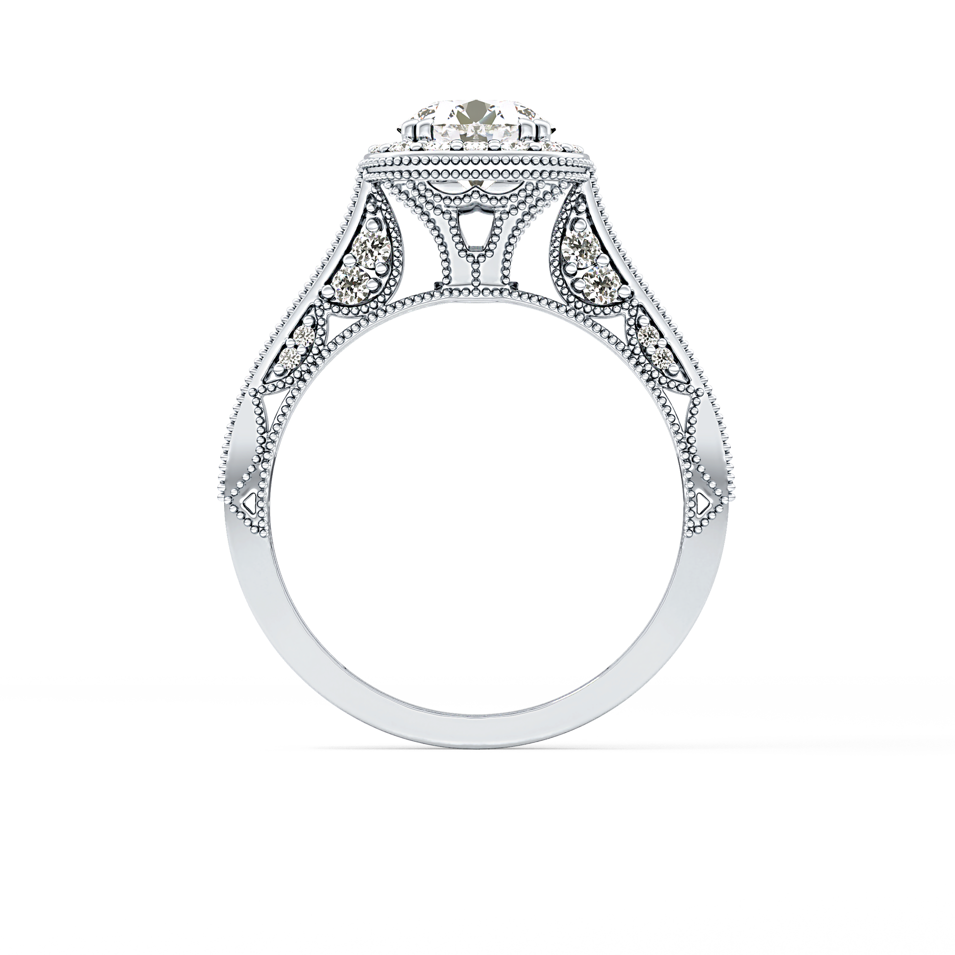 Round Halo & Pave Lab Grown Diamond Engagement Ring