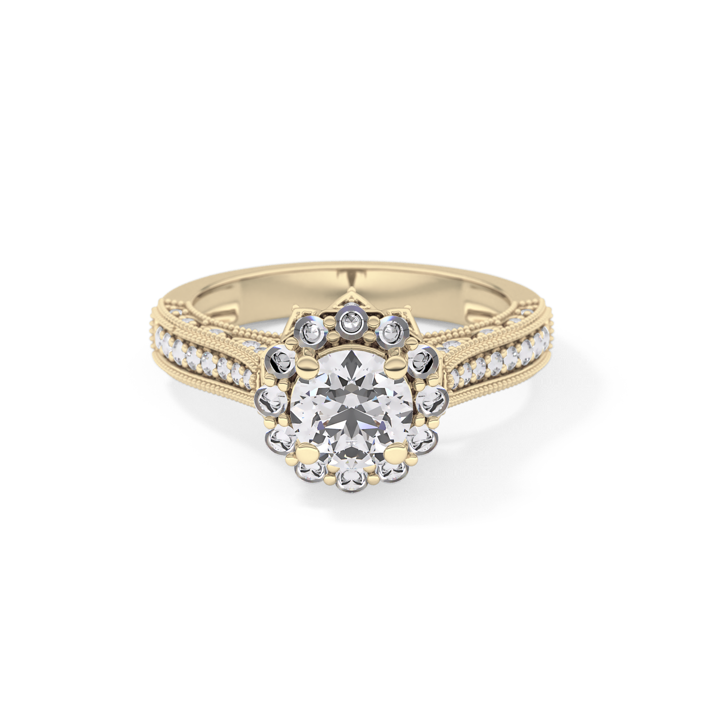 Round Halo & Pave Lab Grown Diamond Engagement Ring