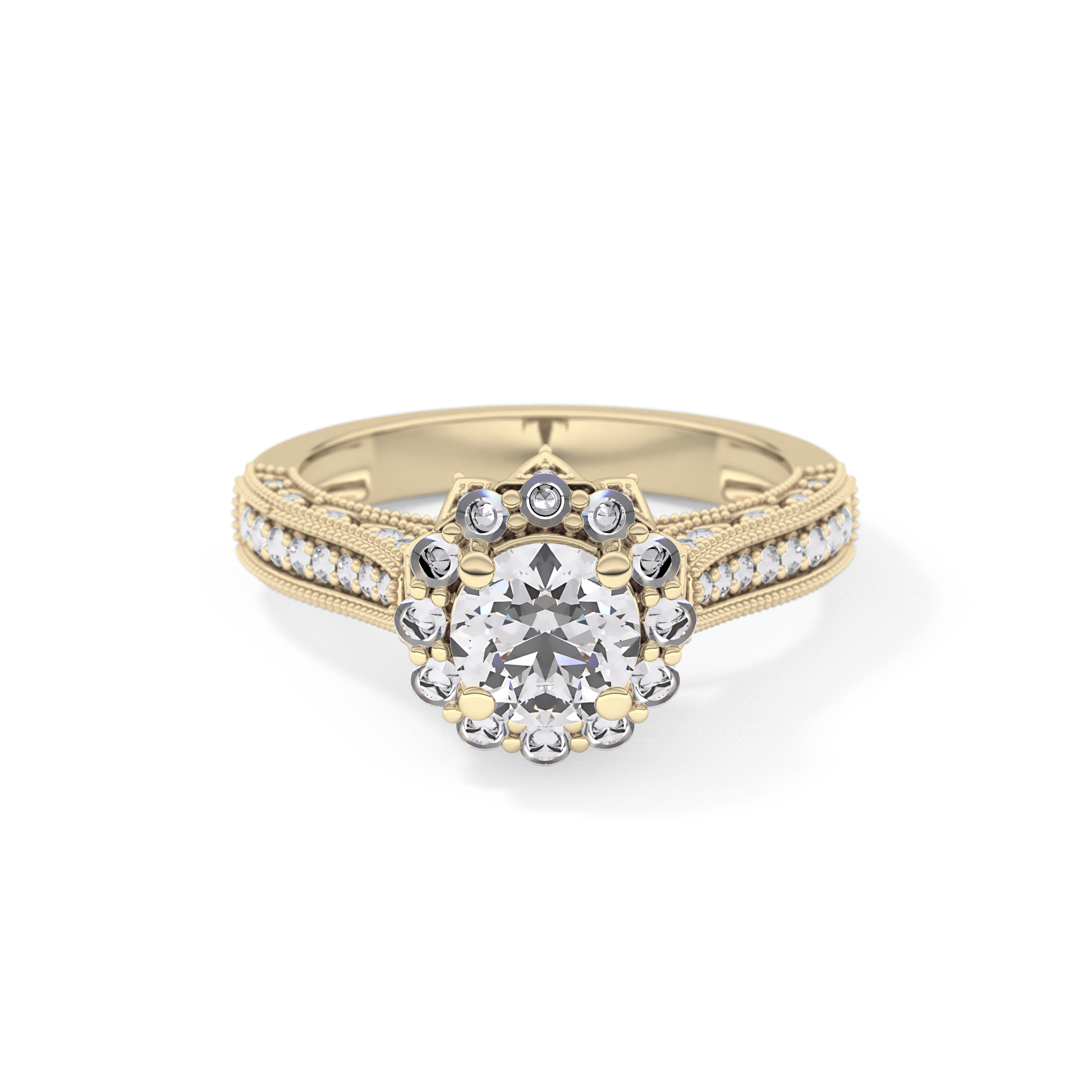 Round Halo & Pave Lab Grown Diamond Engagement Ring