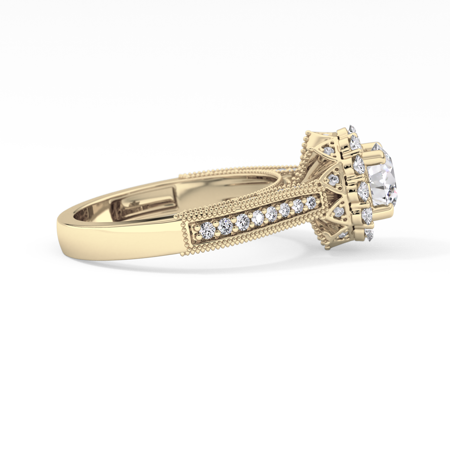 Round Halo & Pave Lab Grown Diamond Engagement Ring