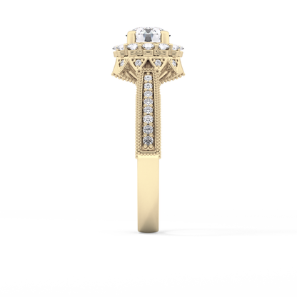 Round Halo & Pave Lab Grown Diamond Engagement Ring