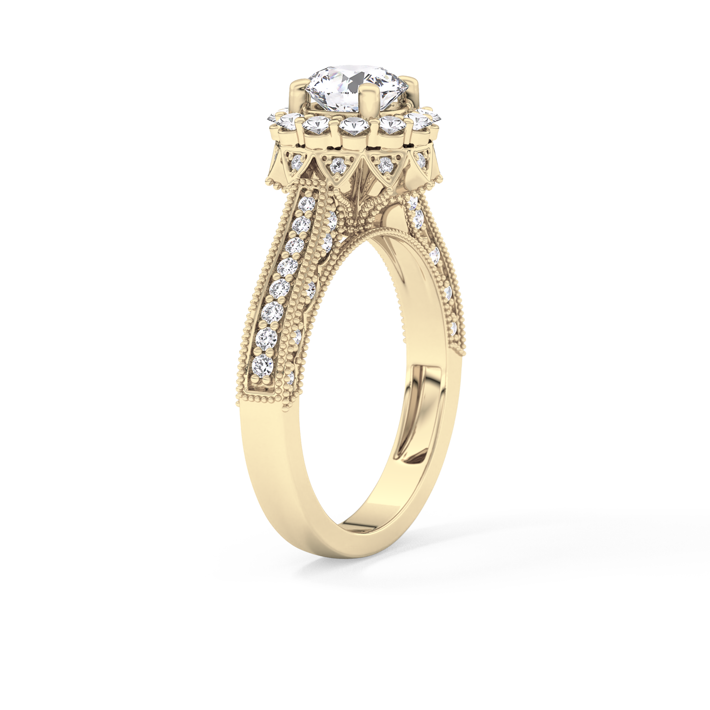 Round Halo & Pave Lab Grown Diamond Engagement Ring