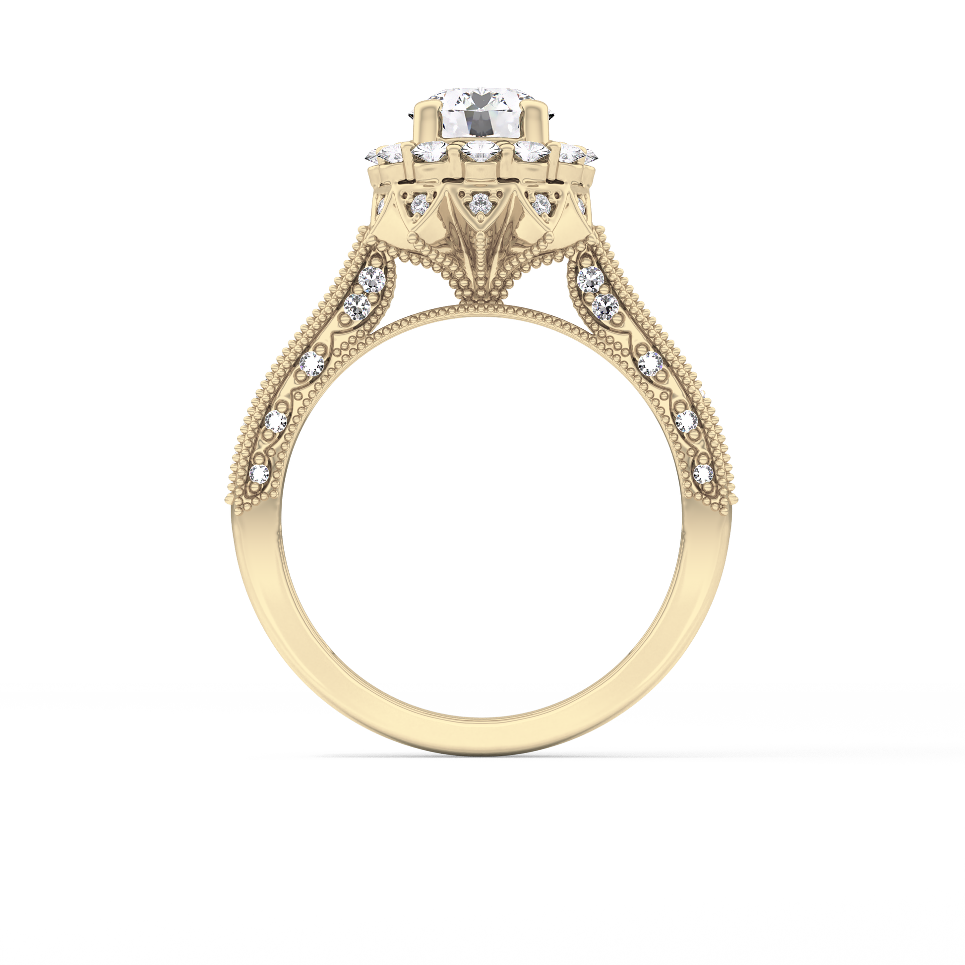 Round Halo & Pave Lab Grown Diamond Engagement Ring
