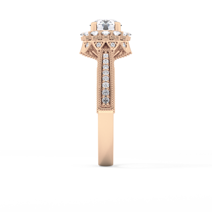 Round Halo & Pave Lab Grown Diamond Engagement Ring