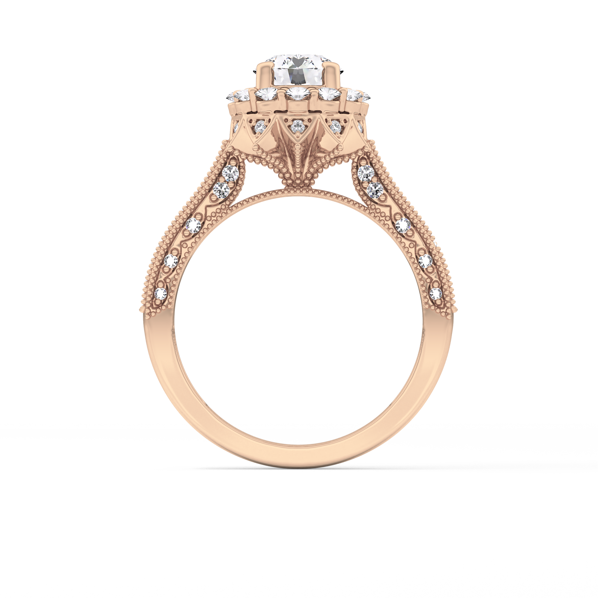 Round Halo & Pave Lab Grown Diamond Engagement Ring