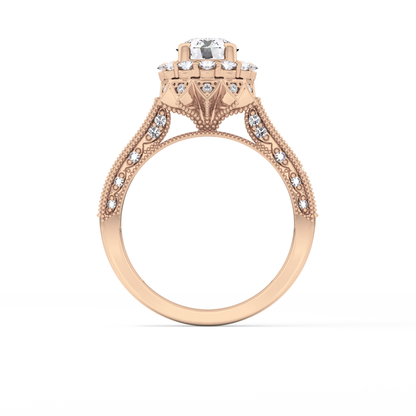 Round Halo & Pave Lab Grown Diamond Engagement Ring