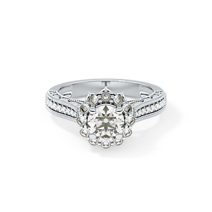 Round Halo & Pave Lab Grown Diamond Engagement Ring