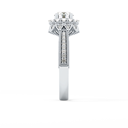 Round Halo & Pave Lab Grown Diamond Engagement Ring