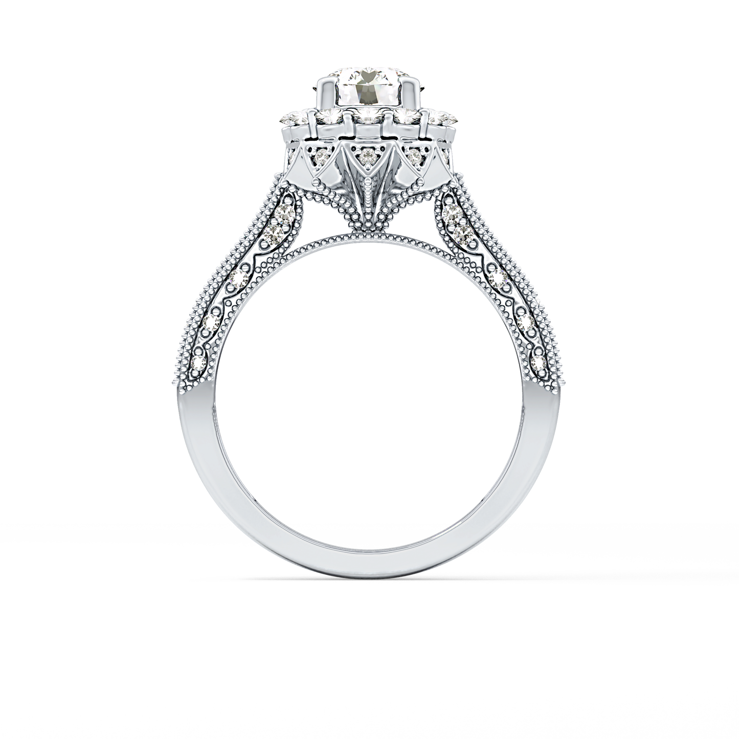 Round Halo & Pave Lab Grown Diamond Engagement Ring