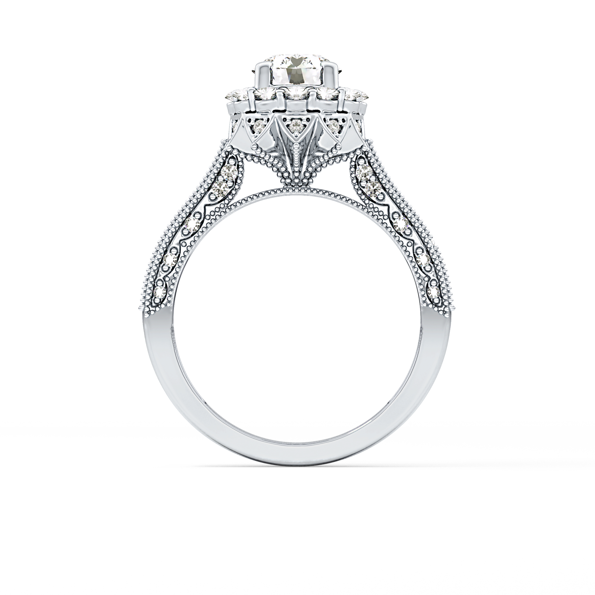Round Halo & Pave Lab Grown Diamond Engagement Ring