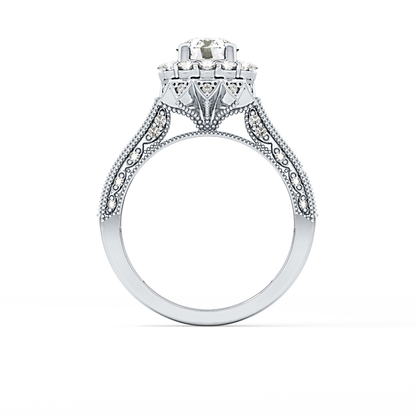 Round Halo & Pave Lab Grown Diamond Engagement Ring