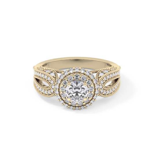 Round Halo & Pave Lab Grown Diamond Engagement Ring