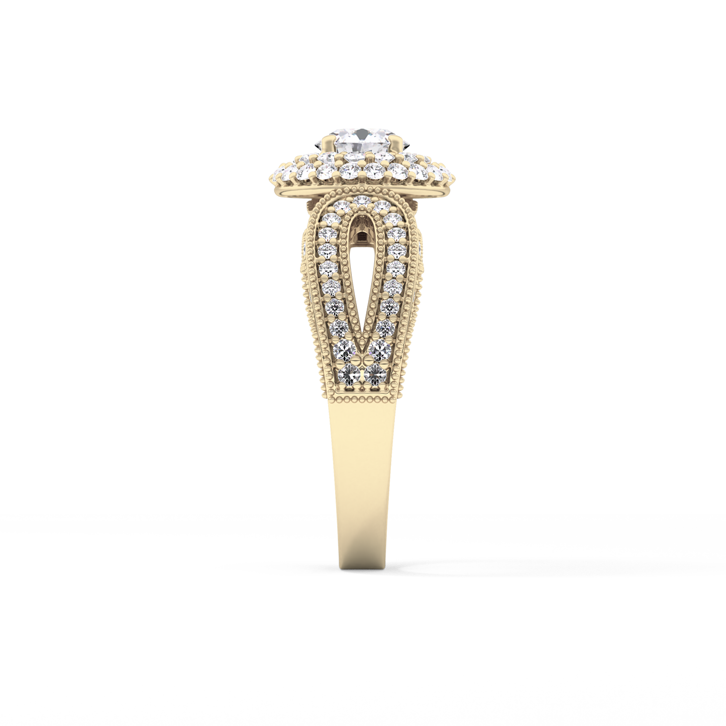 Round Halo & Pave Lab Grown Diamond Engagement Ring