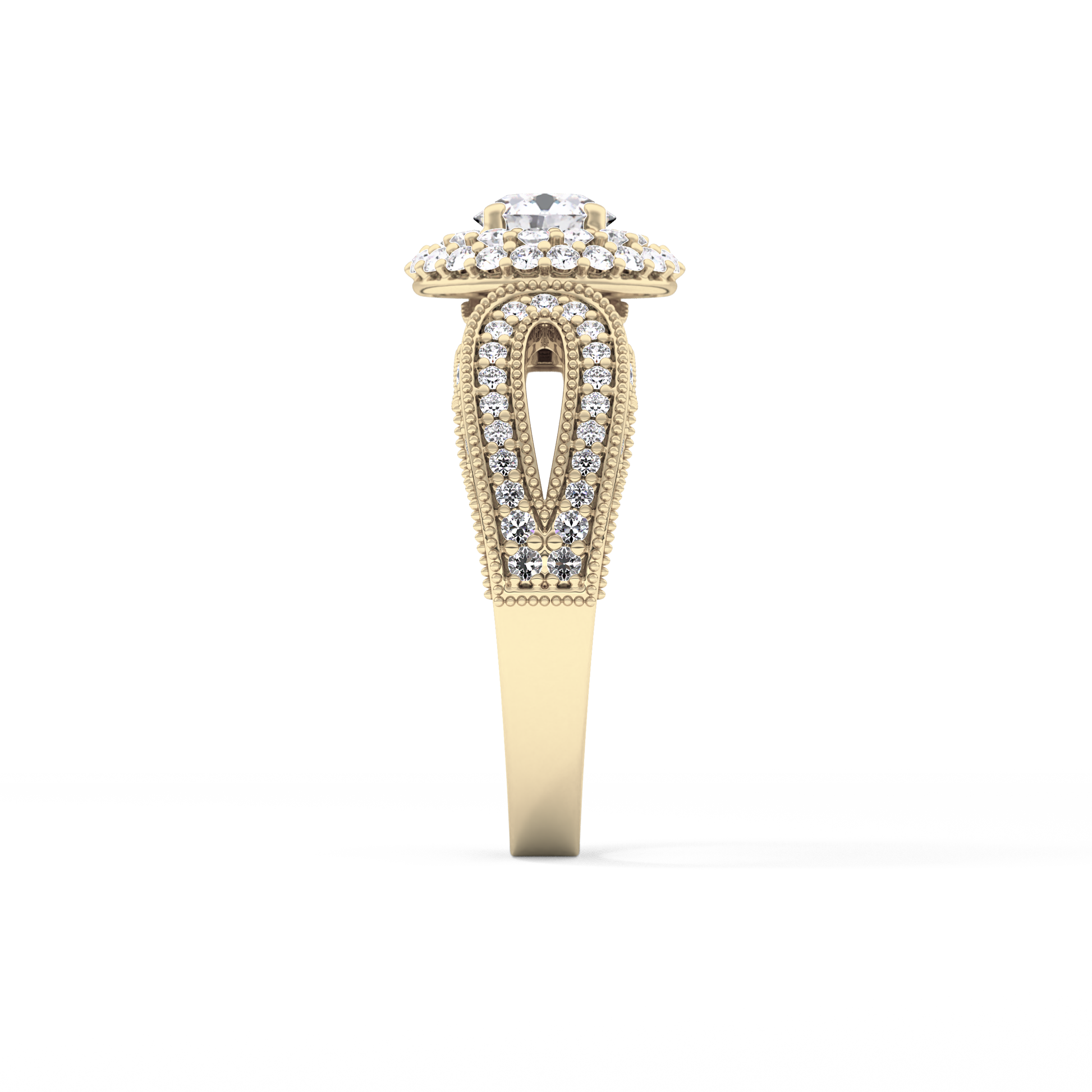 Round Halo & Pave Lab Grown Diamond Engagement Ring