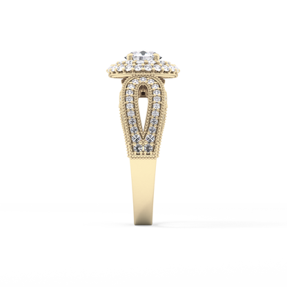 Round Halo & Pave Lab Grown Diamond Engagement Ring
