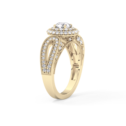 Round Halo & Pave Lab Grown Diamond Engagement Ring