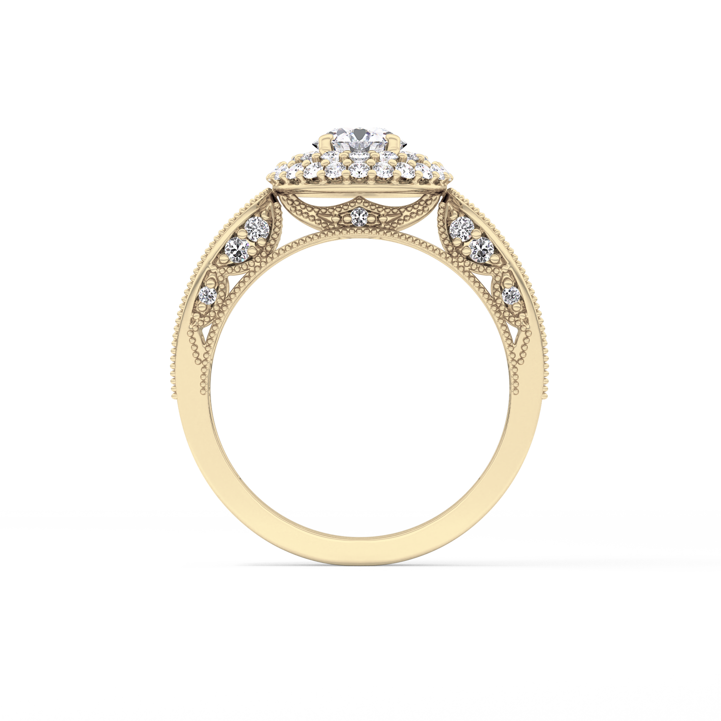 Round Halo & Pave Lab Grown Diamond Engagement Ring