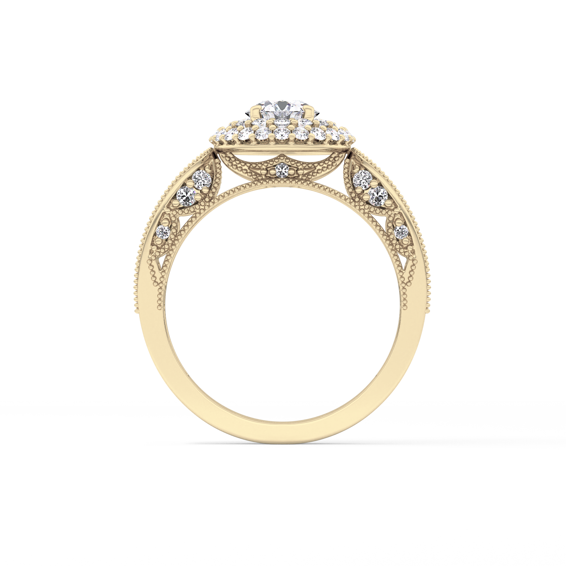Round Halo & Pave Lab Grown Diamond Engagement Ring