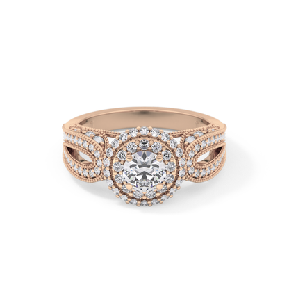 Round Halo & Pave Lab Grown Diamond Engagement Ring