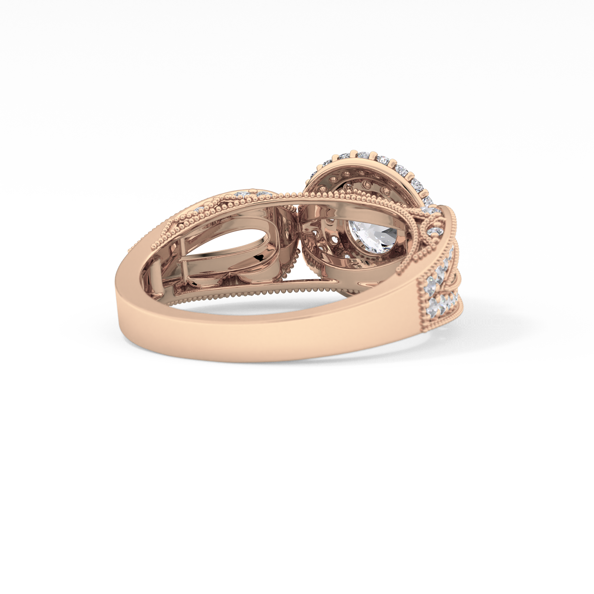 Round Halo & Pave Lab Grown Diamond Engagement Ring