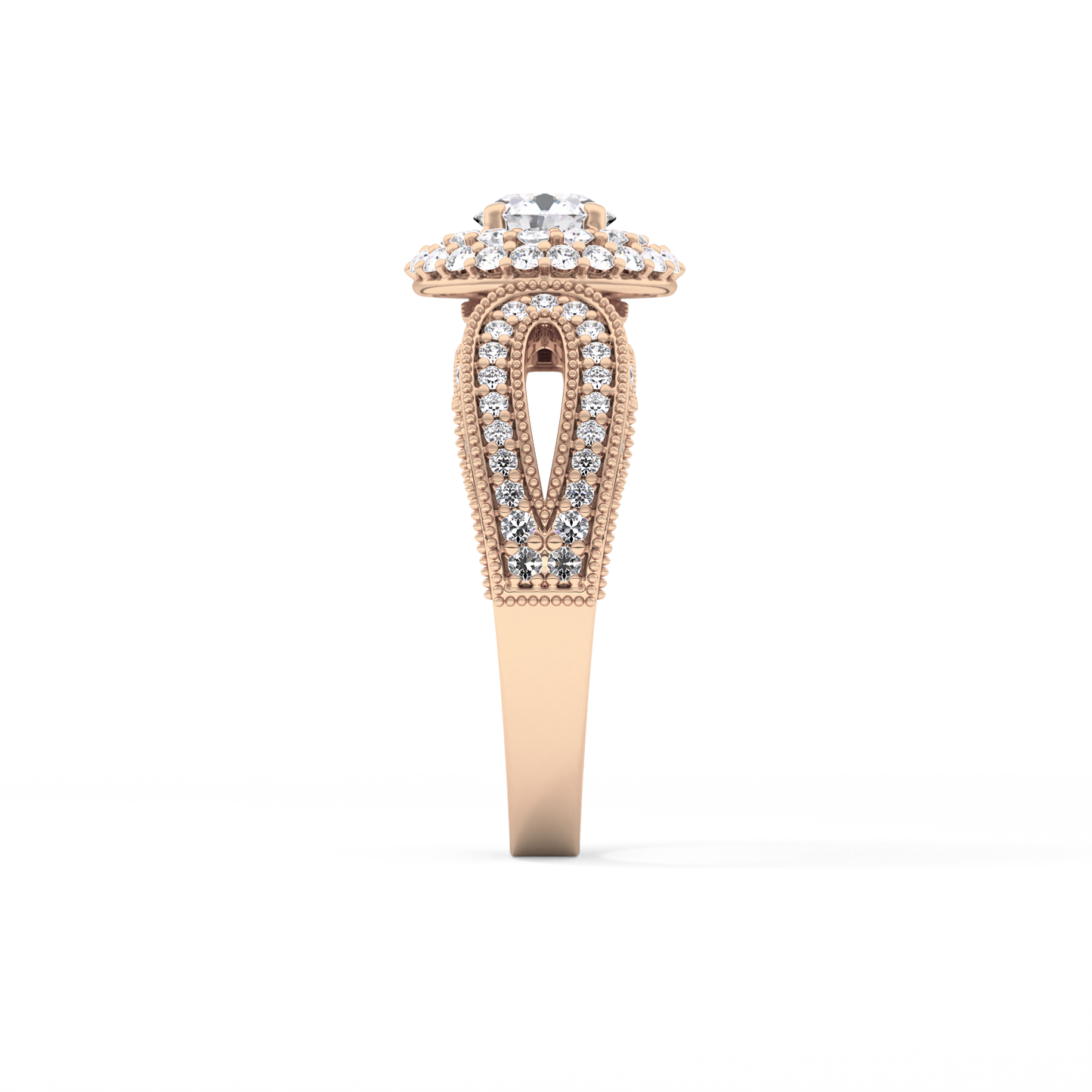 Round Halo & Pave Lab Grown Diamond Engagement Ring