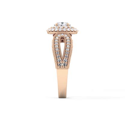 Round Halo & Pave Lab Grown Diamond Engagement Ring