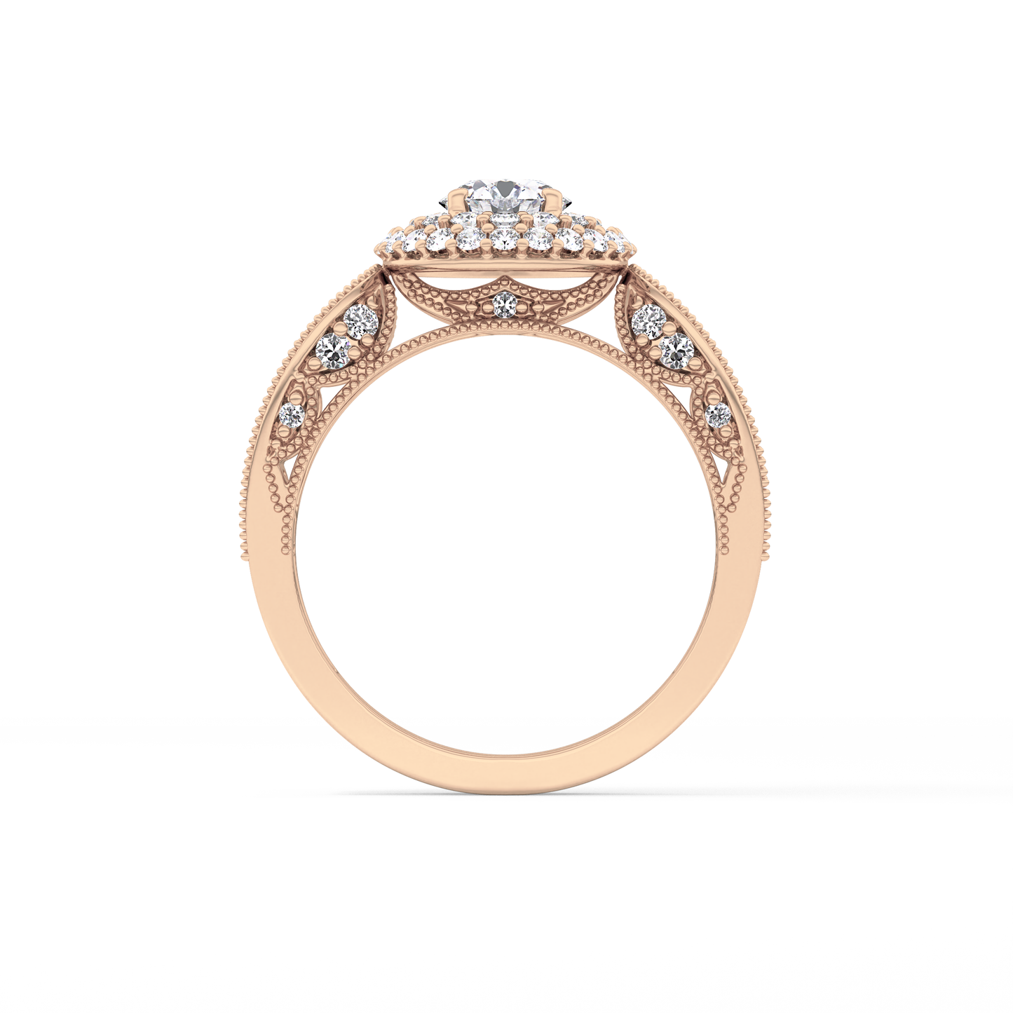 Round Halo & Pave Lab Grown Diamond Engagement Ring
