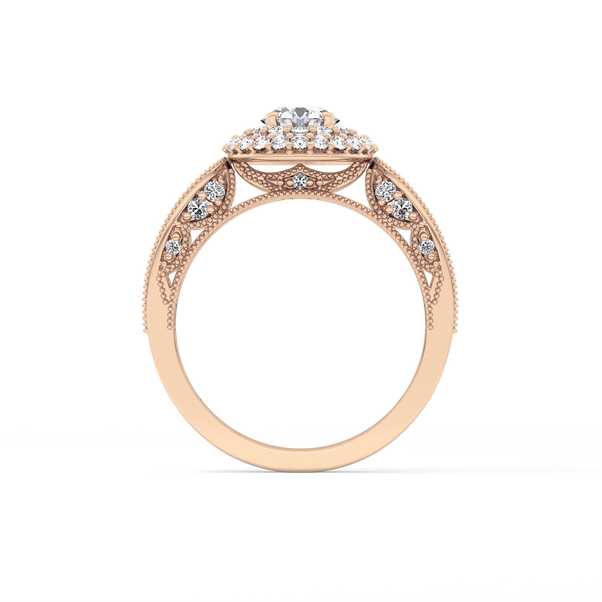 Round Halo & Pave Lab Grown Diamond Engagement Ring