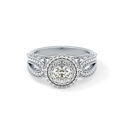 Round Halo & Pave Lab Grown Diamond Engagement Ring