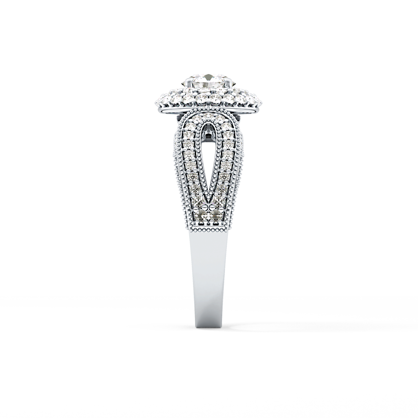 Round Halo & Pave Lab Grown Diamond Engagement Ring