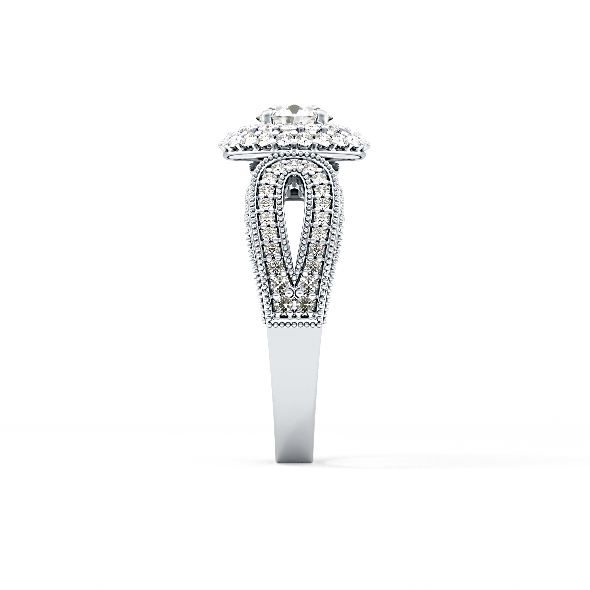 Round Halo & Pave Lab Grown Diamond Engagement Ring