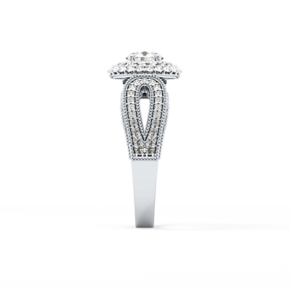 Round Halo & Pave Lab Grown Diamond Engagement Ring