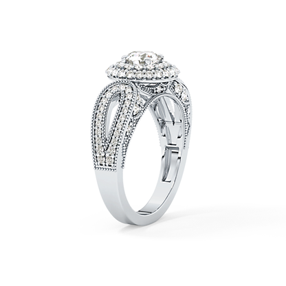 Round Halo & Pave Lab Grown Diamond Engagement Ring