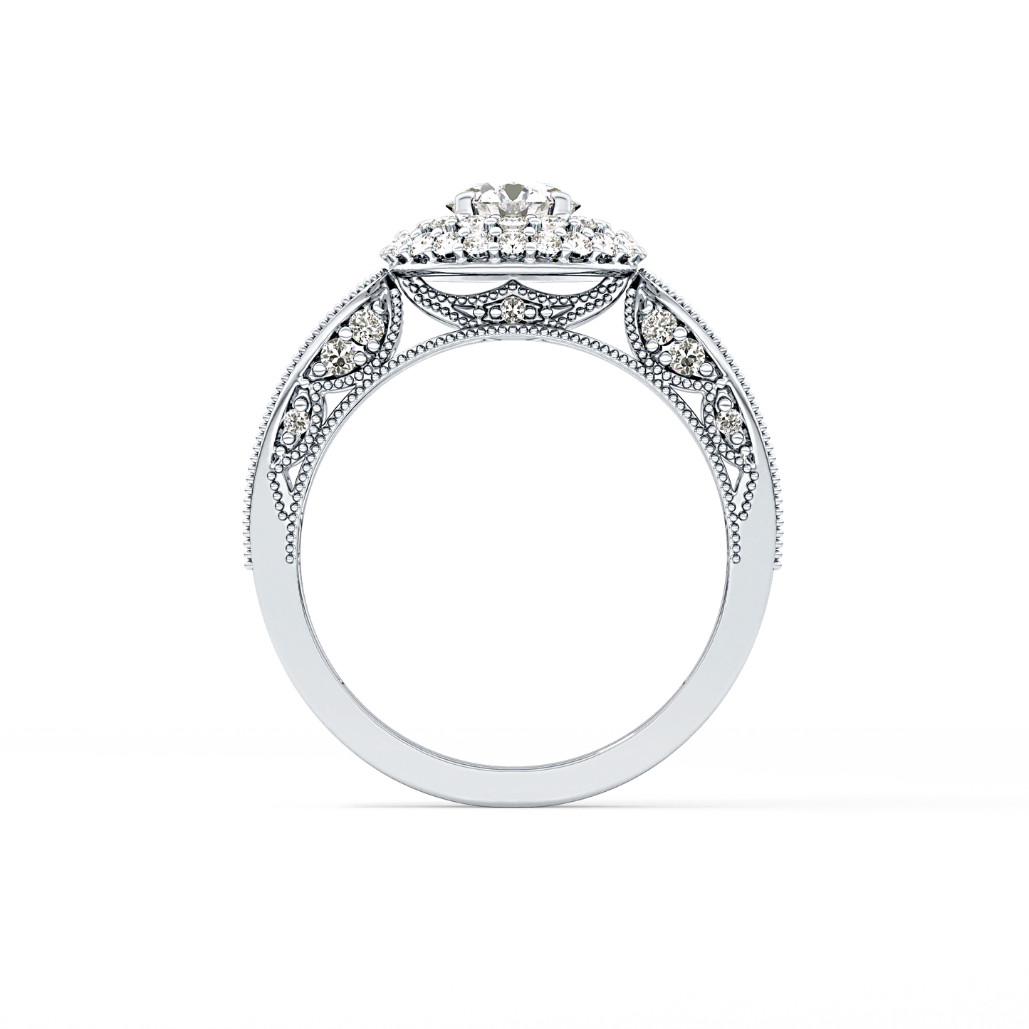 Round Halo & Pave Lab Grown Diamond Engagement Ring