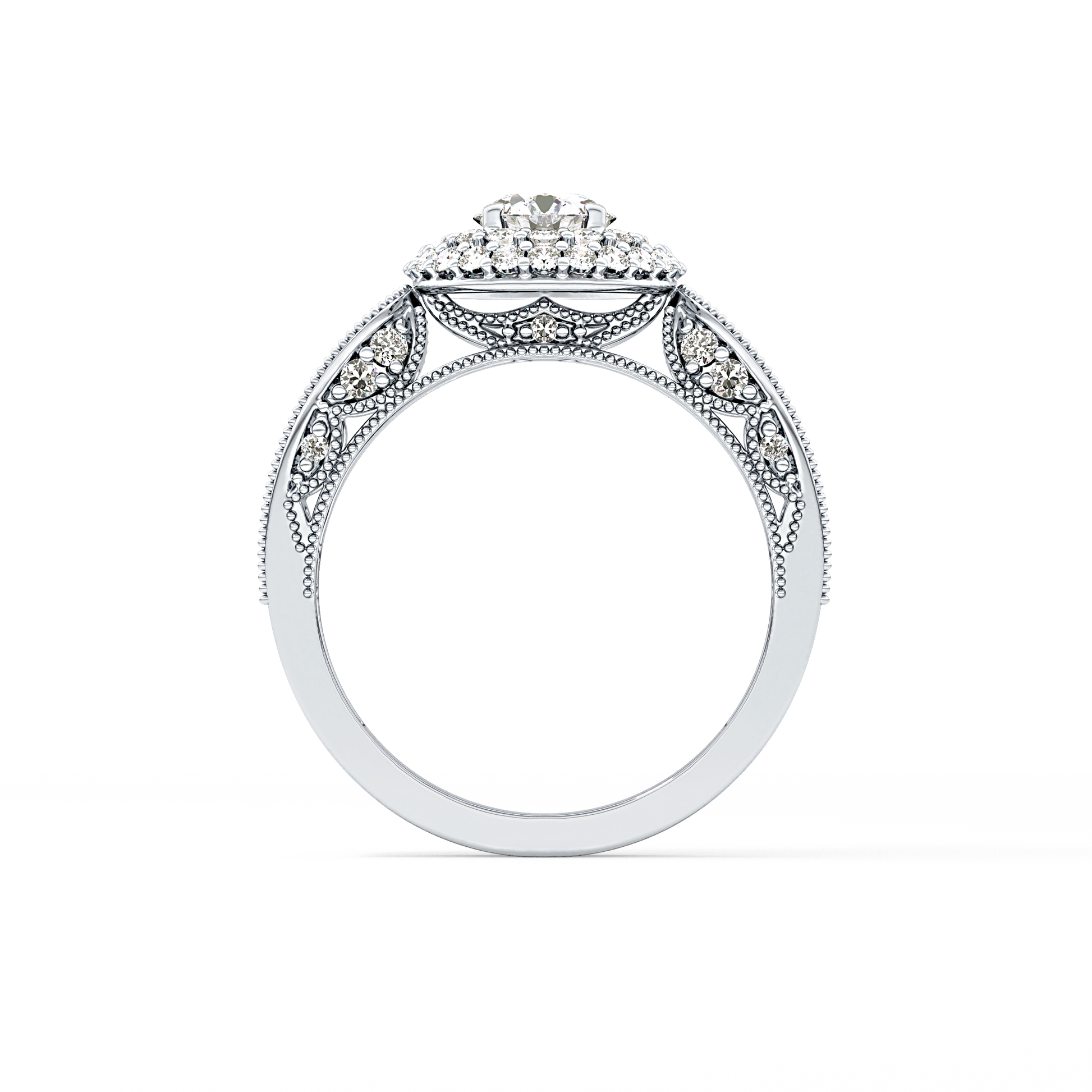 Round Halo & Pave Lab Grown Diamond Engagement Ring