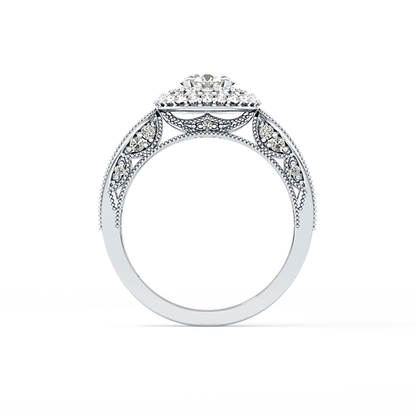Round Halo & Pave Lab Grown Diamond Engagement Ring