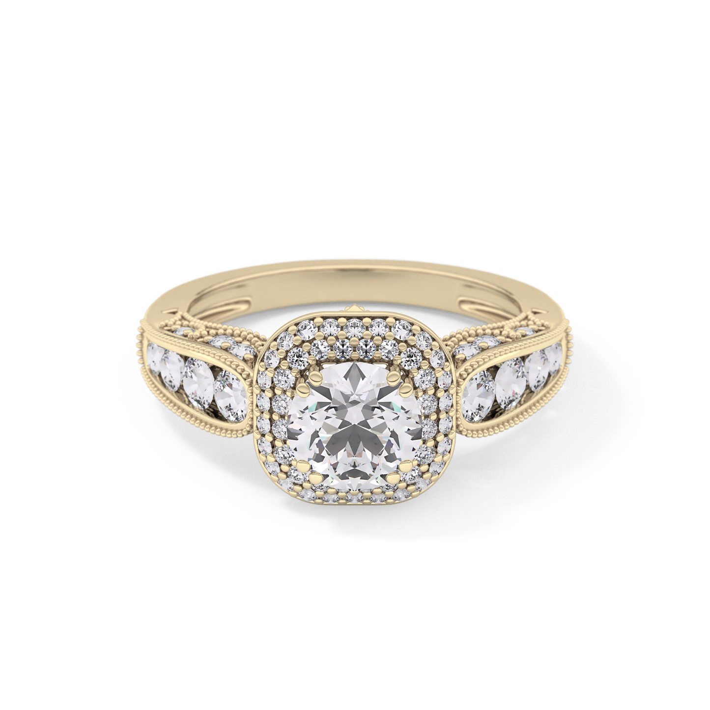 Round Halo & Pave Lab Grown Diamond Engagement Ring