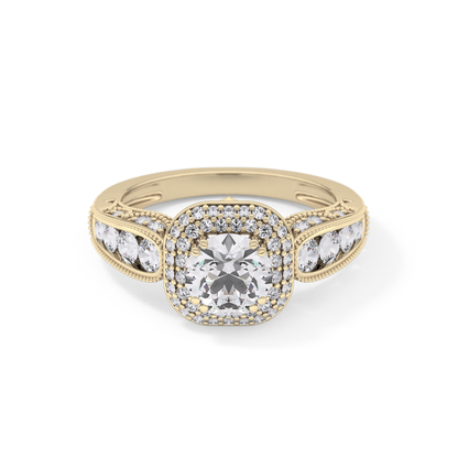 Round Halo & Pave Lab Grown Diamond Engagement Ring