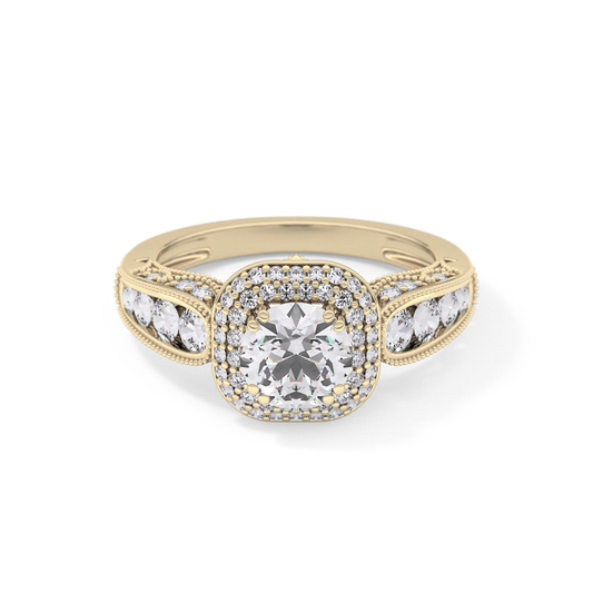 Round Halo & Pave Lab Grown Diamond Engagement Ring