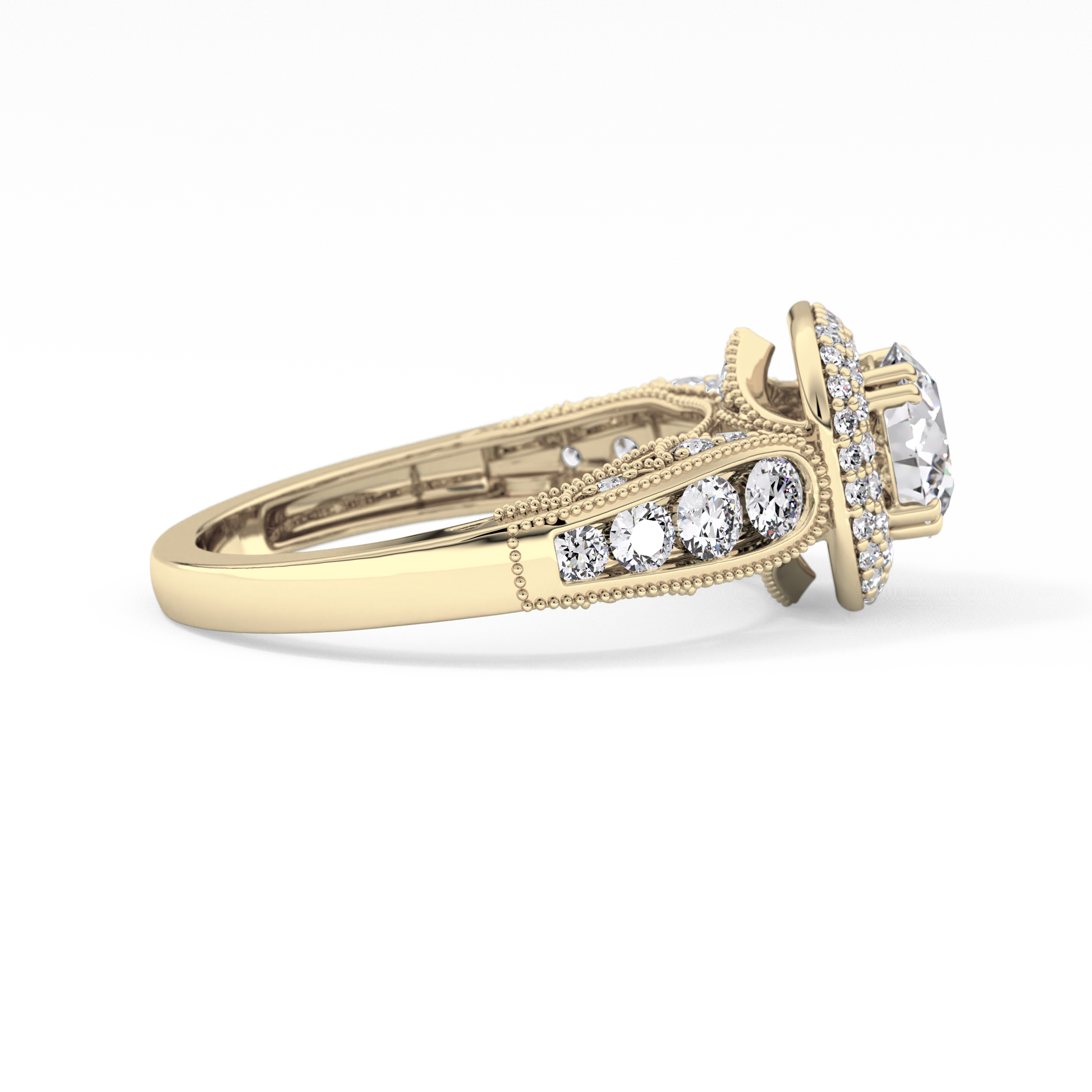 Round Halo & Pave Lab Grown Diamond Engagement Ring