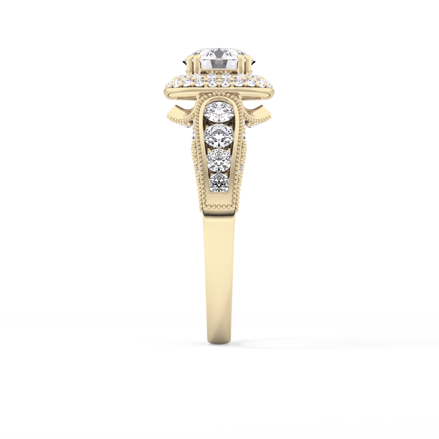 Round Halo & Pave Lab Grown Diamond Engagement Ring