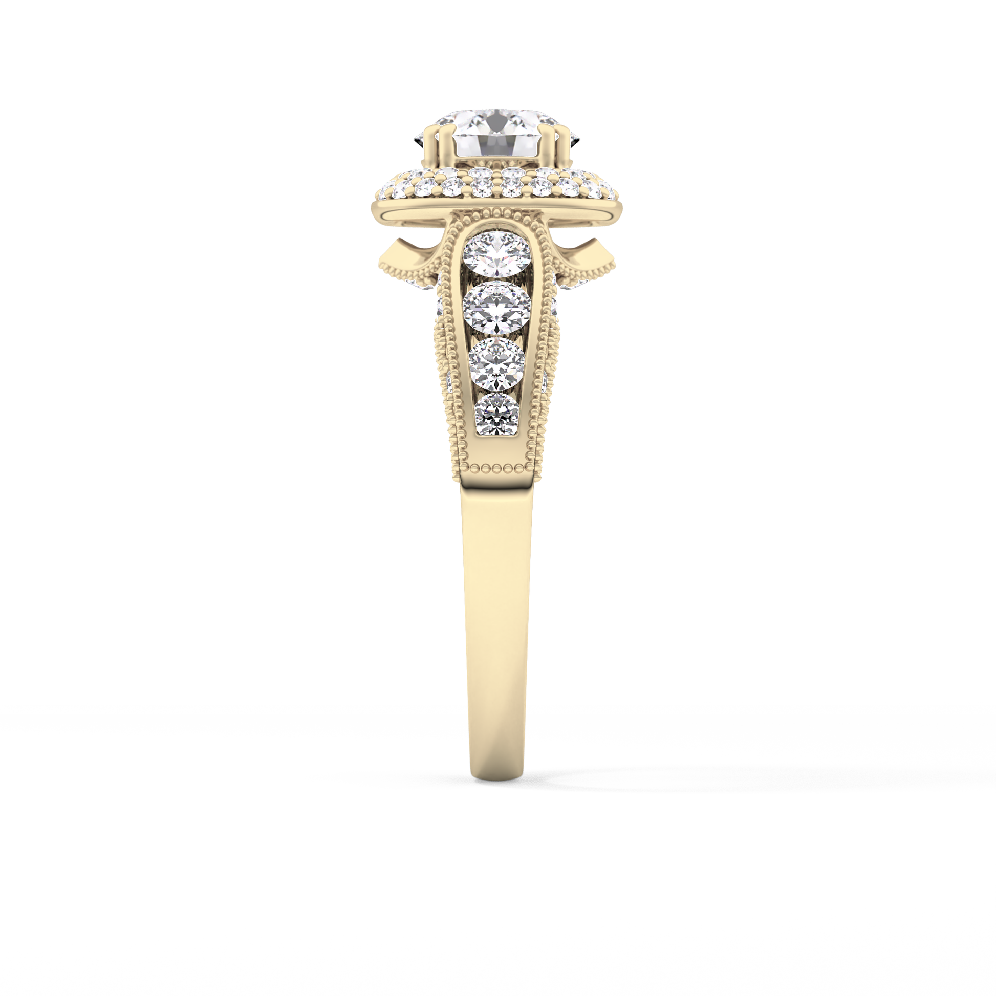 Round Halo & Pave Lab Grown Diamond Engagement Ring