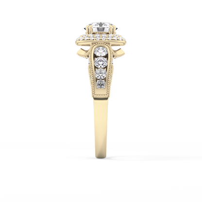 Round Halo & Pave Lab Grown Diamond Engagement Ring