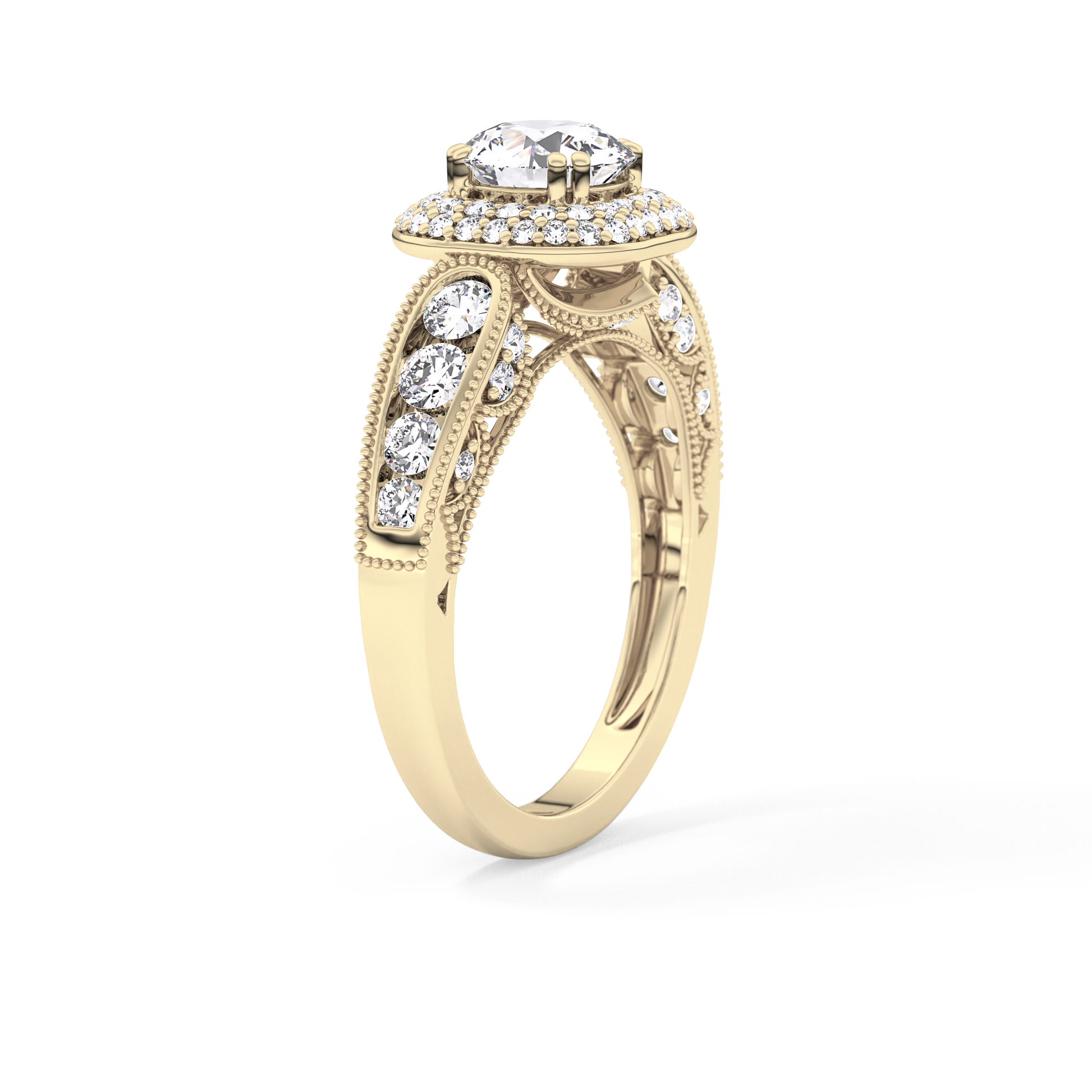 Round Halo & Pave Lab Grown Diamond Engagement Ring