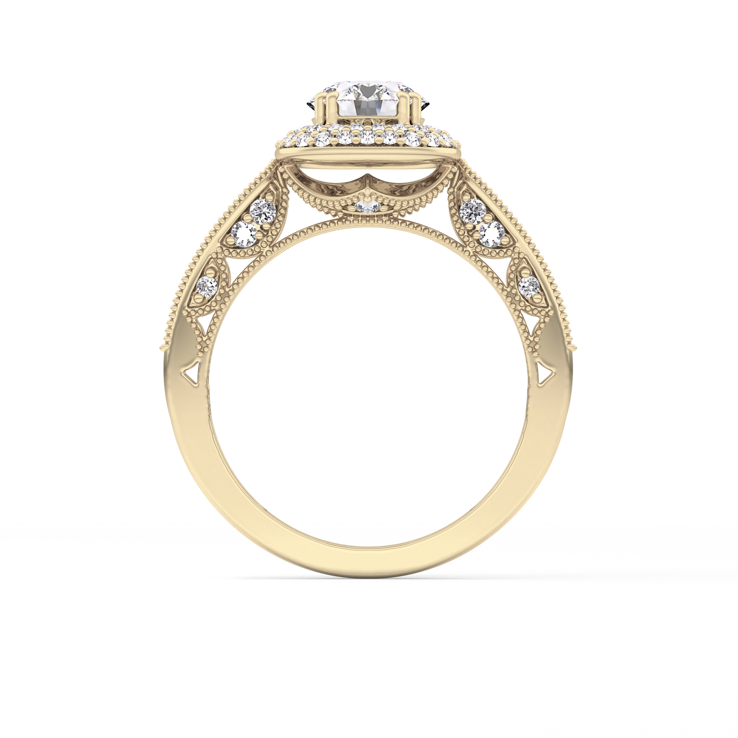 Round Halo & Pave Lab Grown Diamond Engagement Ring