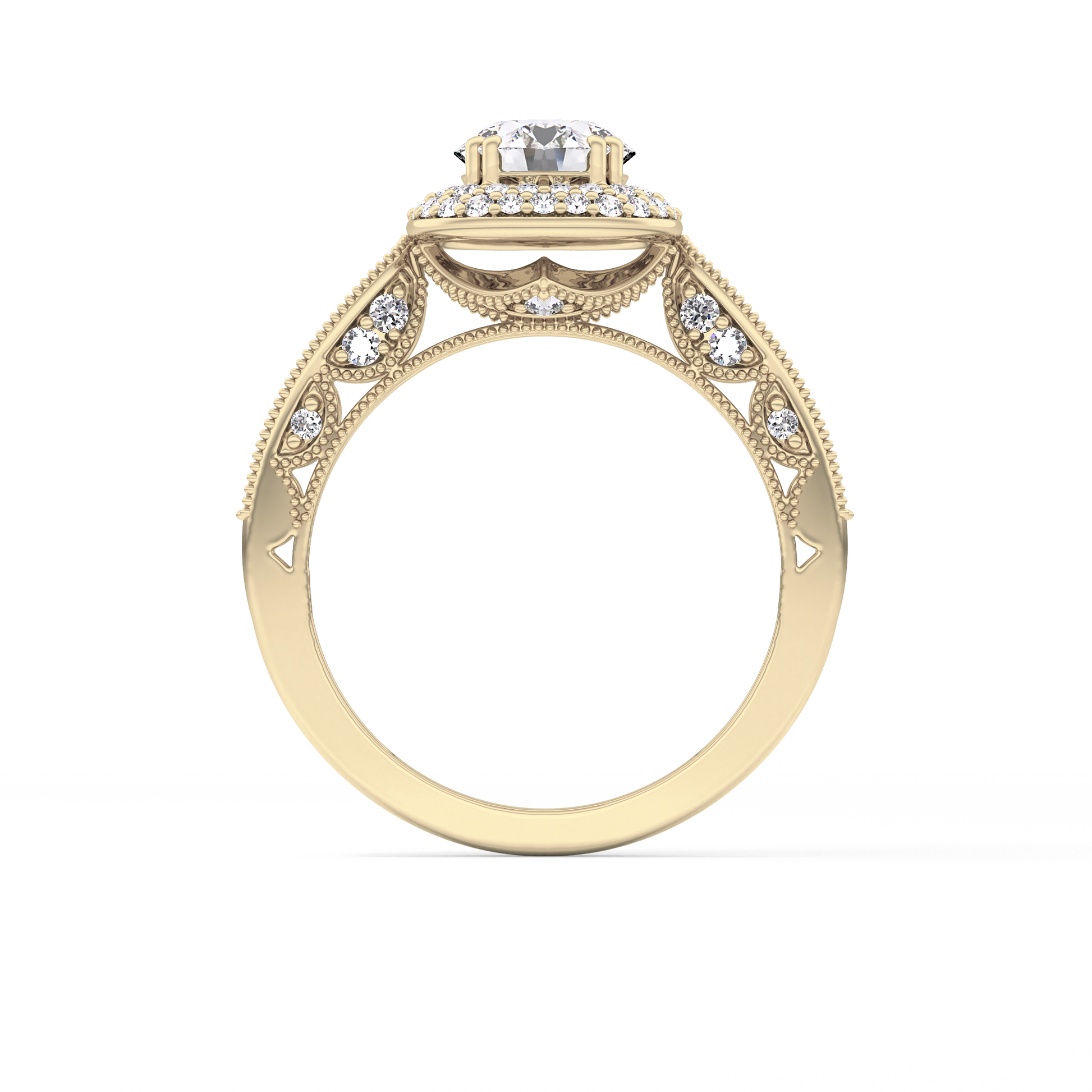 Round Halo & Pave Lab Grown Diamond Engagement Ring