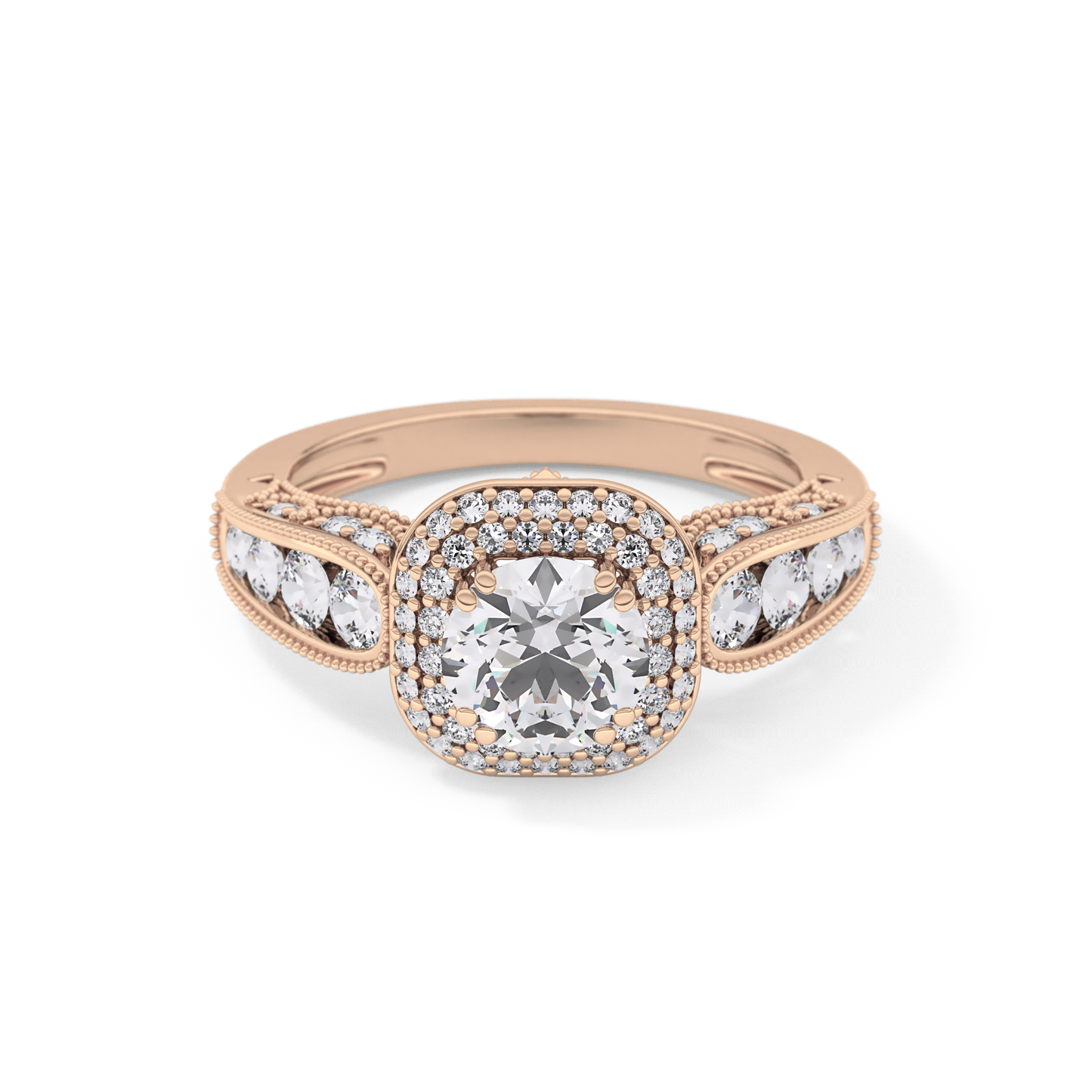 Round Halo & Pave Lab Grown Diamond Engagement Ring