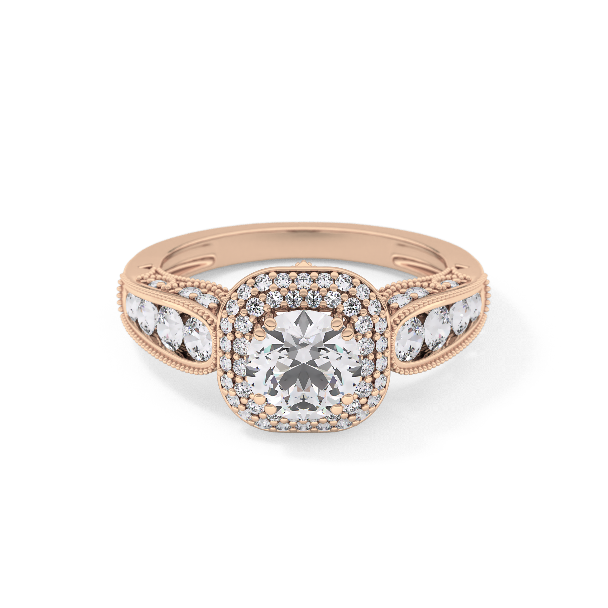 Round Halo & Pave Lab Grown Diamond Engagement Ring