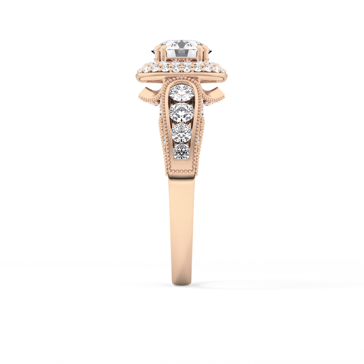 Round Halo & Pave Lab Grown Diamond Engagement Ring