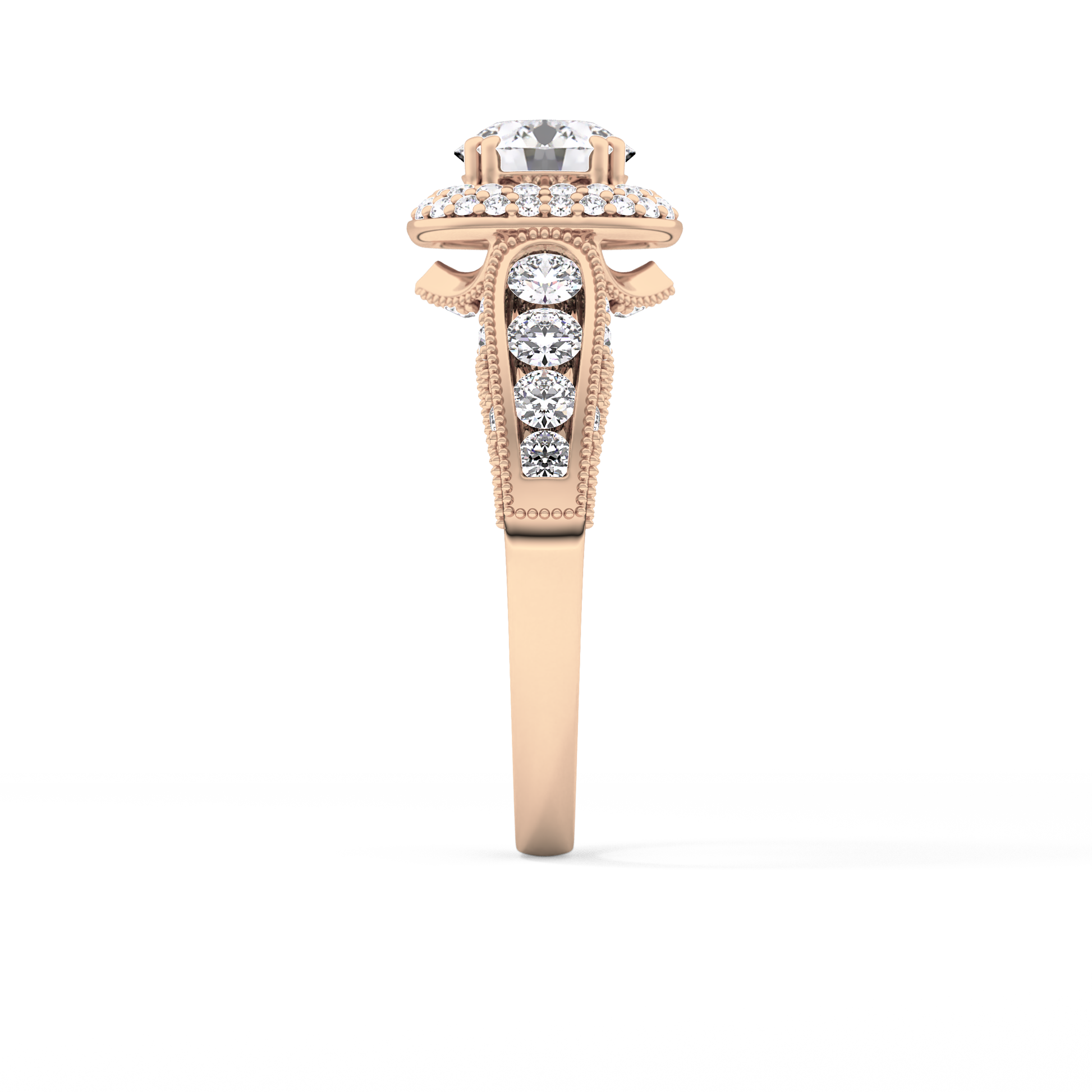 Round Halo & Pave Lab Grown Diamond Engagement Ring